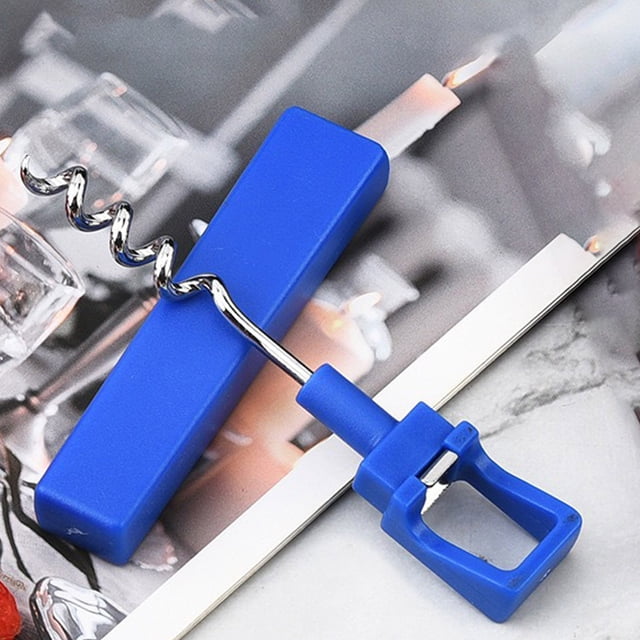 ZZkhGO Portable Stainless Steel Wine Corkscrew, Classic Blue Metal Red Wine Bottle Opener, Compact Corkscrew for Home Kitchen Travel Picnic
