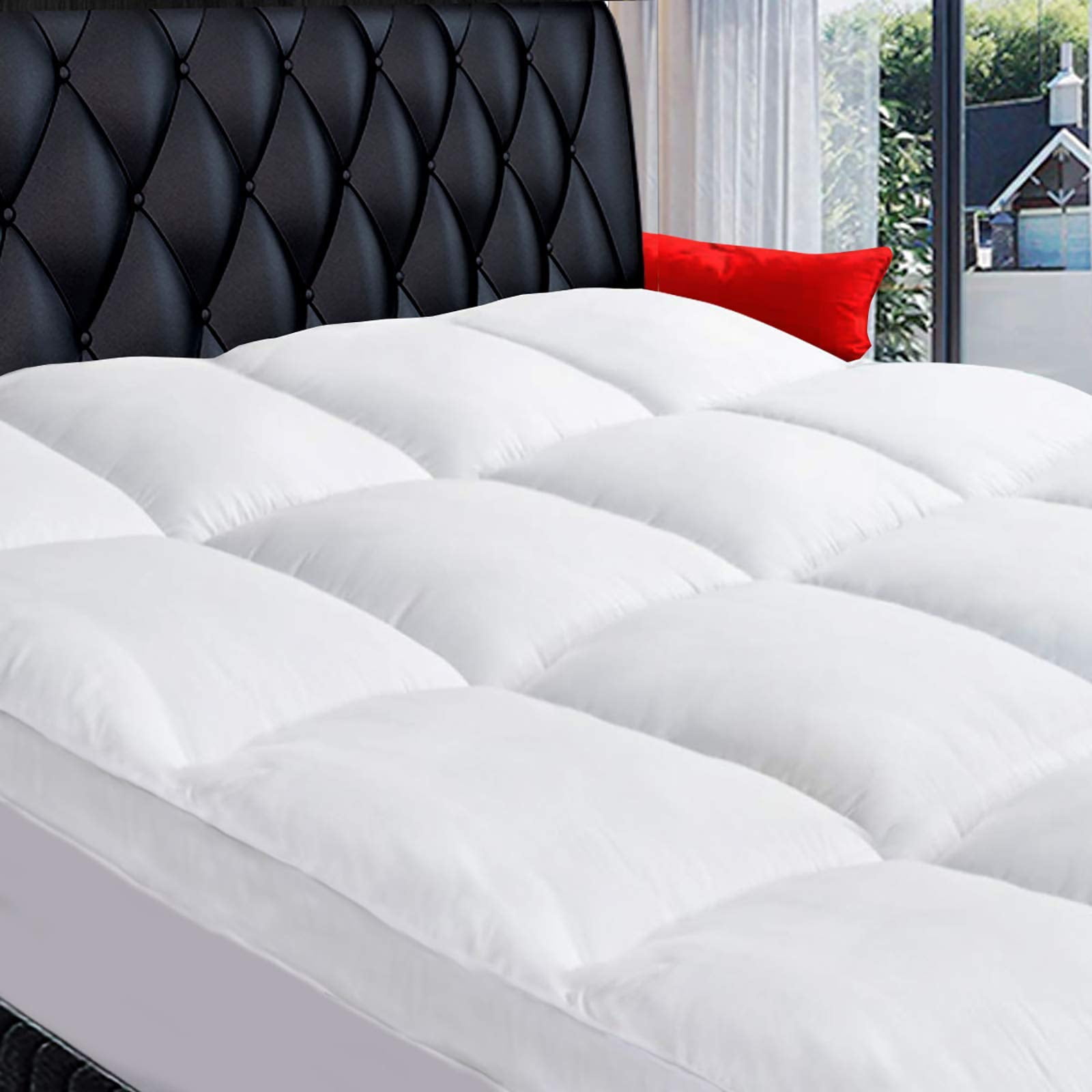 Twin Xl Mattress Topper Extra Thick Pillowtop Cooling Mattress Topper Plush Mattress Pad Cover 400Tc Cotton Top Protector With 8-21 Inch Deep Pocket 3D Snow Down Alternative Fill