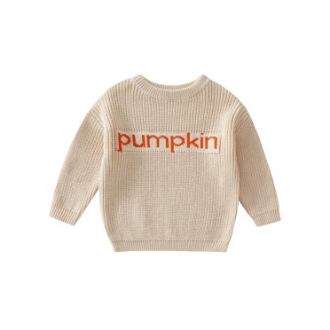 SUNSIOM Kid Toddler Baby Halloween Sweater, Letter Print Long-Sleeved Round Neck Pullover Knitwear for Boys Girls