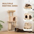 thumbnail image 4 of PawHut 41 Inch Cat Tree with Scratching Posts, Cat Bed, Condo, Beige, 4 of 10