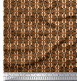 thumbnail image 1 of Soimoi Tissu en Poly Georgette Marron Tissu Imprimé Damas Filigrane 1 Yard 52 Pouces de Large, 1 of 3