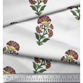 thumbnail image 2 of Soimoi Modal Satin Fabric Leaves & Floral Block Print Fabric by Yard 42 Inch Wide, 2 of 3