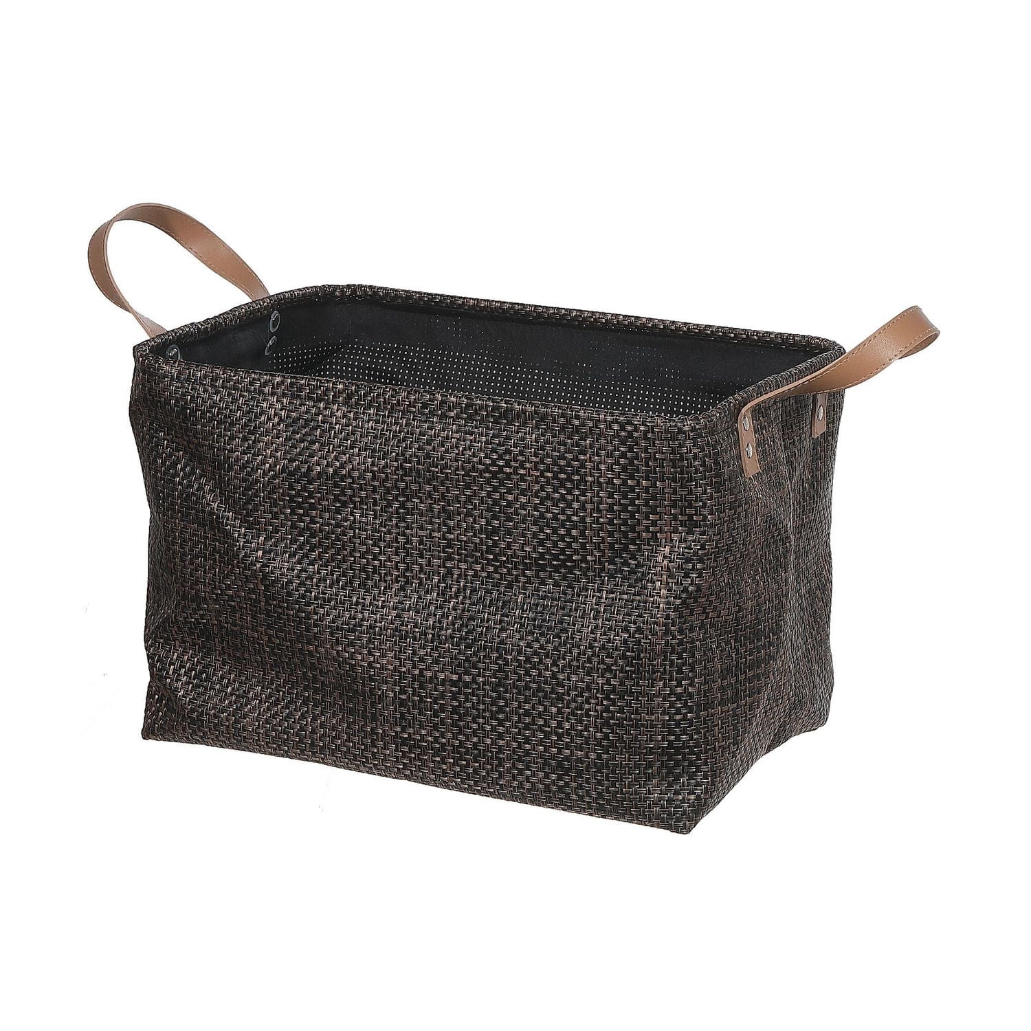 Rect. Panier De Rangement Textilene Avec Poignées (Chocolat)