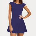 thumbnail image 4 of Mgmyaa A-Line Dress Robe Courte d'Été pour Femmes à Col Rond, Manches 1/4, Couleur Unie, Manches Cap, Robe de Cocktail pour Fête, 4 of 5