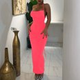 thumbnail image 4 of Birdeem Robe Longue d'Été pour Femmes Couleur Unie Mode Aguichant Dos Ouvert à Lacets Soutien-Gorge Robe à Col Suspendu, 4 of 12
