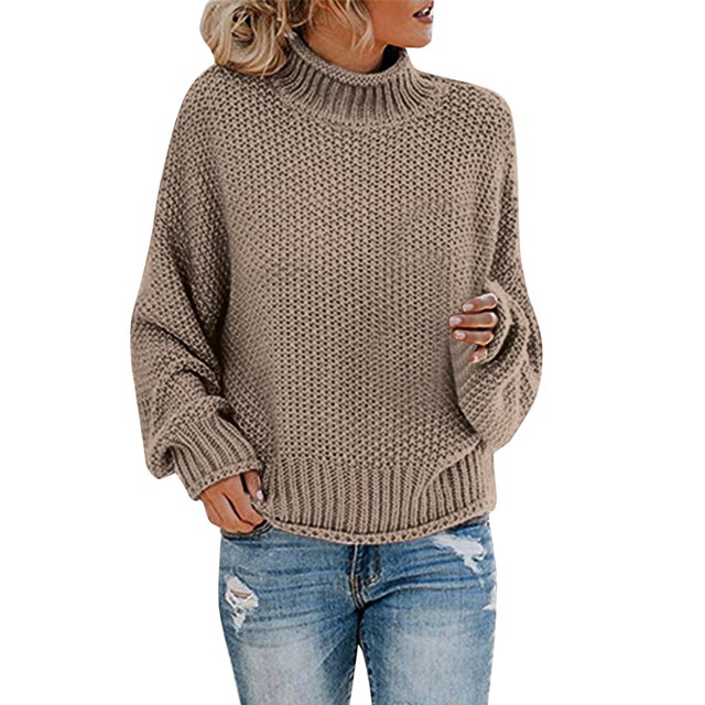 Kcodviy Womens Autumn Winter Knit Striped Sweaters Sweater Thick Thread Pullover Women Pullover Sweaters for Winter Turtleneck Sweater