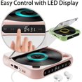 thumbnail image 3 of Portable Bluetooth CD Player with Headphones, Mini Rechargeable Speaker, CD/USB/BT Compatible, Pink, 3 of 7
