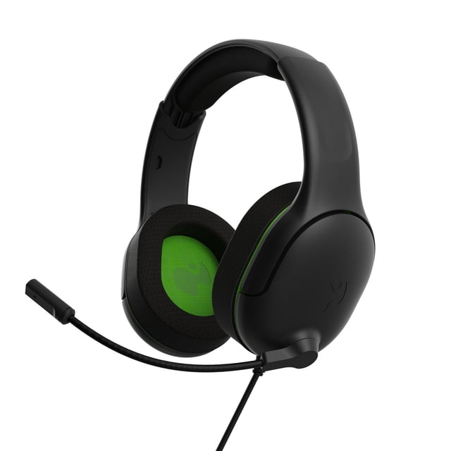 AIRLITE Casque Filaire Pro Noir pour Xbox Series X/S, Xbox One et Windows 10/11, Doté d'Un design Léger par-Dessus l'Oreille avec des Coussinets d'Oreille en Maille Verts, un Rembourrage en Mousse Mémoire, un Micro Rabattable à Réduction de Bruit pour Couper le Son, et un Contrôle du volume par-Dessus l'Oreille pour des Jeux Immersifs et une communication d'Équipe Claire.