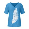 thumbnail image 3 of Pompotops Mode T-shirt Décontracté à Manches Courtes Col en V pour Femmes Été, 3 of 7