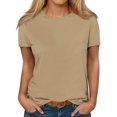 thumbnail image 2 of AherBiu Plus Size Womens T Shirts Crew Neck Loose Fitting Tshirts Casual Short Sleeve Solid Color Basic Tees, 2 of 5