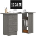thumbnail image 1 of HOMCOM Computer Desk with 3-Tier Storage Shelves, Home Office Desk, Grey, 1 of 10