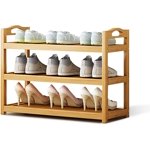 3 Tiers Shoe Rack Zzbiqs Shoe Storage Organizer, Bamboo, Wood, up to 12 Pairs