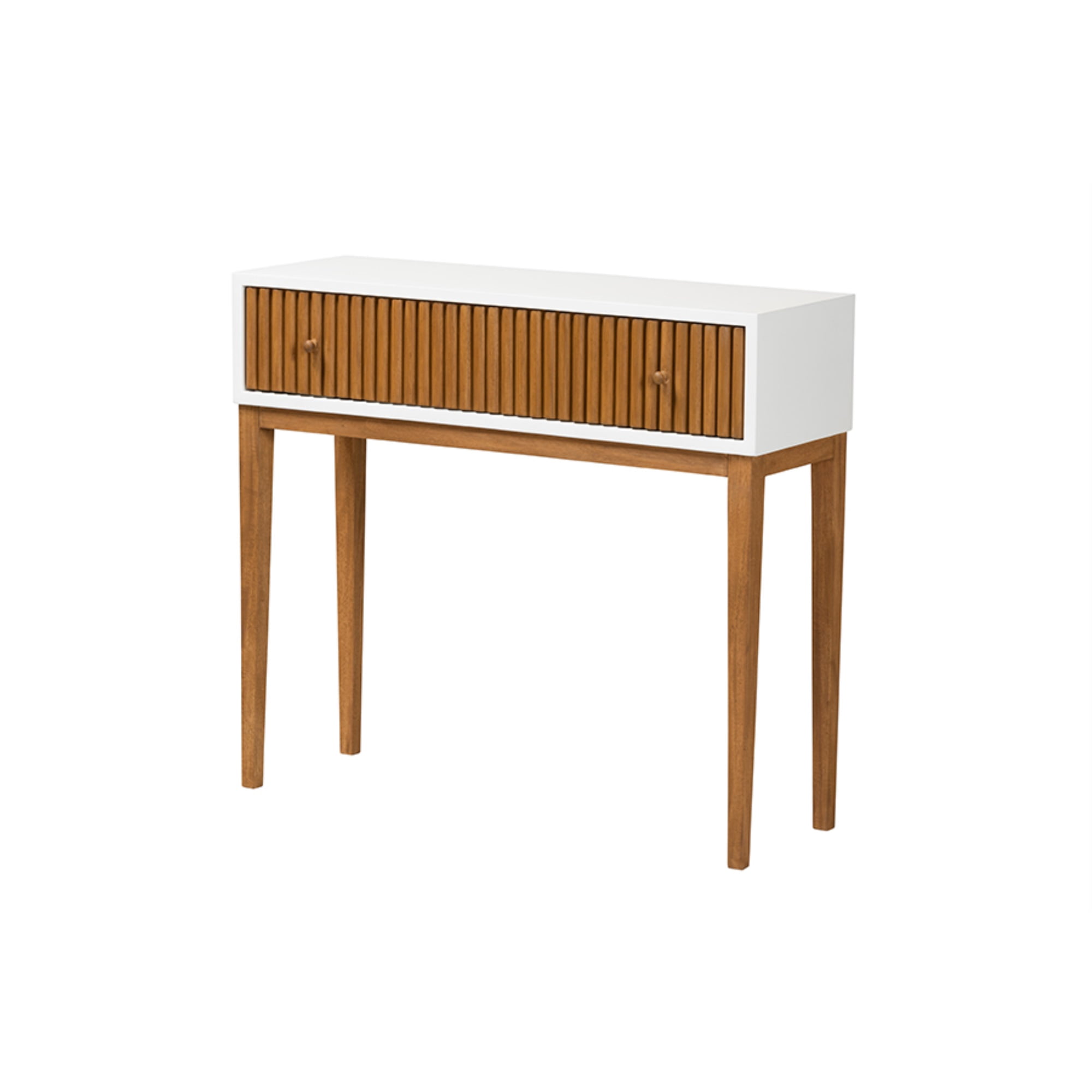 Baxton Studio Odile Console en Bois de Bayur Naturel Deux Tons Brun et Blanc avec 1 Tiroir