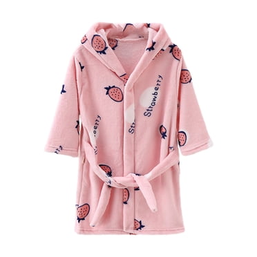 Nightdress 2-12Years Girls Fleece Hooded Bathrobe Childrens Warm Printed Bathrobe Four Seasons Bathrobe Gifts