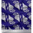 thumbnail image 1 of Soimoi Modal Satin Fabric Leaves & Floral Block Print Fabric by The Yard 42 Inch Wide, 1 of 3