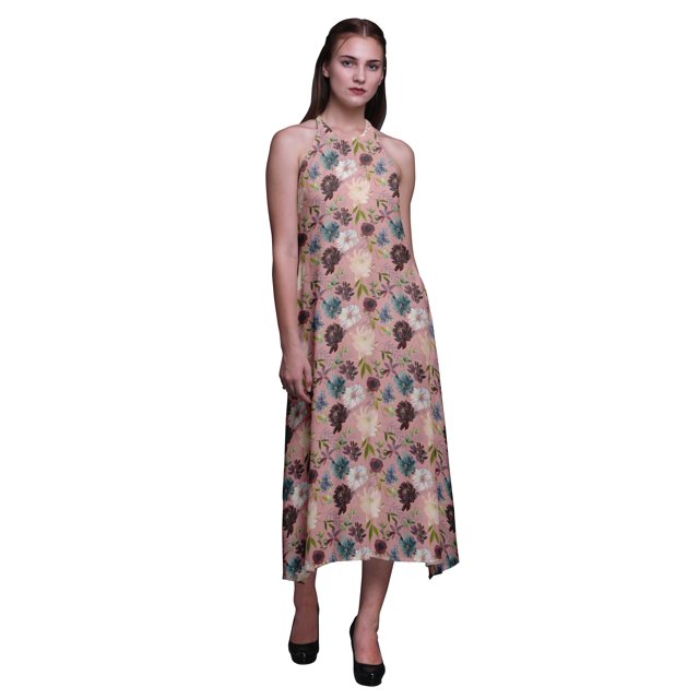 Bimba Robe de Plage d'Été pour Femme, Dos Nu, Col Licou, Soirée, Fête - Xxx-Grand
