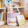 thumbnail image 4 of Easter Storage Basket Children's Party Embroidered Bunny Egg Tote Basket, 4 of 6