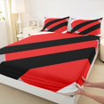 thumbnail image 3 of Erosebridal Ensemble de Draps à Rayures Géométriques Format Grand, Ensembles de Literie Art Abstrait Moderne Format Grand, Draps Rouges et Noirs Grand, Décoration de Chambre Super Douillette, 4 Pcs, 3 of 7