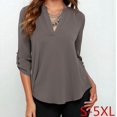 thumbnail image 1 of Hauts pour Femmes à Manches 3/4 à Col en V Tunique Décontractée Blouse Chemise Ample, 1 of 1