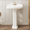 thumbnail image 1 of Bingirl 23 - Inch by 19 - Inch Ceramic Bathroom Pedestal Sink with Backsplash and Three Faucet Holes, a Traditional Vanity Alternative, 1 of 6