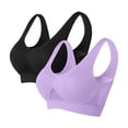 thumbnail image 1 of Virmaxy 2PC Womens Wireless Bra Gathering Breathable Underwear Everyday Bra 2PC Printing Gathered Together Large Size Daily Bra Underwear No Rims Black-2 XXXL, 1 of 2