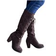 thumbnail image 4 of LSLJS Women Retro Shoes Casual Thick Low-heeled Plus Size Mid Calf Lace Up, 4 of 9