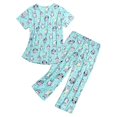 thumbnail image 4 of Yoodem Pyjamas pour Femmes Ensembles de Pj pour Femme Été Col Rond Ensemble Pyjamas Manches Courtes Pantalon Long Ensemble de Pyjama Ensembles de Pyjamas pour Dames Ensembles de Détente pour Femmes Z Bleu Clair TTG, 4 of 7