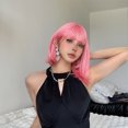 thumbnail image 3 of Pretfy Perruques Bob Rose Hiar Mignonnes Perruque Bob Cheveux Perruque Courte pour Femmes Résistante à la Chaleur Synthétique pour Femmes Cosplay Fête Usage Quotidien, 3 of 6