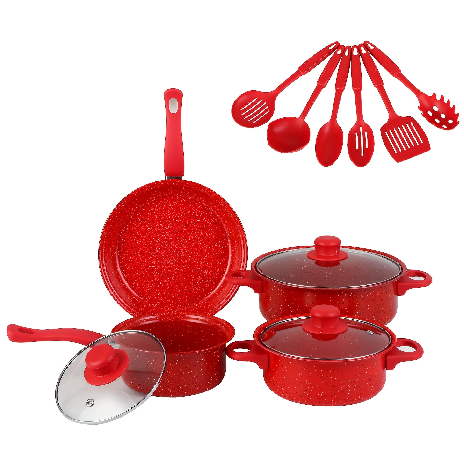 LOVEVER Pots And Pans Set Non Stick  13pcs Kitchen Cookware Induction Compatible  Pot And Pan Sets for Cooking Nonstick