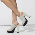 thumbnail image 2 of Womens Platform Chunky High Heel Slingback Sandals Fashion Mesh Knit Peep Open Toe Block Heeled Summer Shoes, 2 of 6