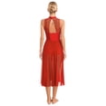 thumbnail image 2 of Sinleey Costumes de Danse Lyrique pour Femmes Robe Longue Fluide en Tulle Sans Manches à Sequins Moderne Contemporain Rouge L, 2 of 6