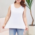 thumbnail image 4 of LOVZFMLL Débardeurs pour Femmes Couleur Unie Grande Taille Camisole Fine Élasticité Augmentée Chemise de Base Col Rond Débardeur, 4 of 6