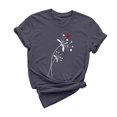 thumbnail image 4 of yievot Chemises pour Femmes Mode Manches Courtes Col Rond Impression de la Saint-Valentin Chandail Décontracté T-Shirt Hauts Chemise, 4 of 5
