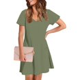 thumbnail image 4 of Liquidation d'Été 2025! Robe Grande Taille pour Femmes, Liquidation de Robe d'Été pour Femmes, Mode Féminine Robe Décontractée à Manches Courtes Col en V Couleur Unie, 4 of 4