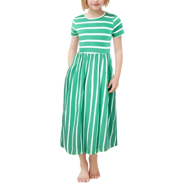 2025 Robes Filles Imprimé Robe Manche Robe Habiller Vêtement pour Petite 3T-4T Vêtement Robe Été Robe pour Rayé Courte Robe pour