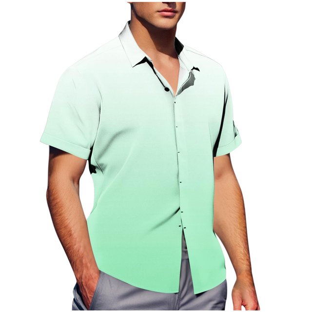 Pisexur T Shirts for Man , Chemise Décontractée pour Hommes à Col Rabattu Imprimé Manches Courtes Bouton Vert Menthe, TG Chemises de Golf Hommes & Chemises Hommes