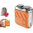 thumbnail image 1 of Portable Rotary Dual Ring Electric Shaver, Washable Double Head Razor,Afeitadora EléCtrica PortáTil Rotativa De Doble Anillo, Mini Small Steel Cannon Rotary Dual Ring Electric Razor. (Orange), 1 of 8