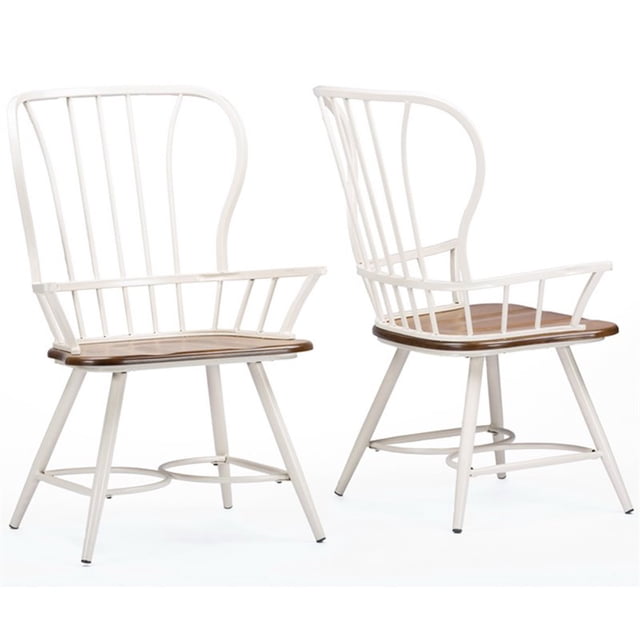 Baxton Studio Chaise de Salle à Manger Longford Windsor Blanche (Ensemble de 2)