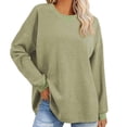 thumbnail image 2 of RXIRUCGD Chandails en Molleton Oversize pour Femmes 2024 Col Rond Manches Longues Tops Tricotés Pull, Vert, Taille : TG, 2 of 9