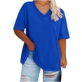 thumbnail image 2 of DPTALR T-shirt de Base d'Été Surdimensionné à Manches Courtes Col en V pour Femmes, 2 of 4