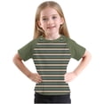 thumbnail image 4 of Économies d'Été! SROBPTY T-Shirts à Manches Courtes pour Tout-Petits, Garçons Tout-Petits Mode Col Rond à Rayures Imprimé Manches Courtes Vert Armée, 9 Ans, 4 of 5
