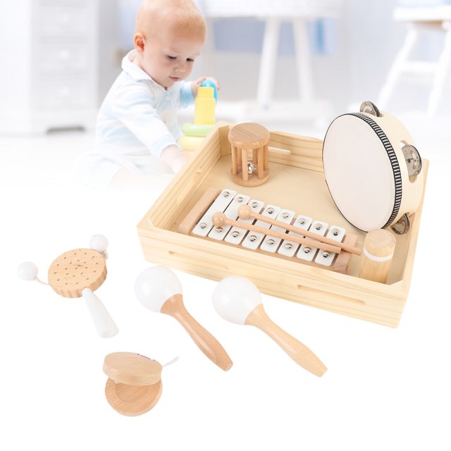 Instrument de Musique pour Enfants Ensemble de Jouets Éducatifs en Bois pour Percussion Musicale