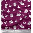 thumbnail image 1 of Soimoi Moss Georgette Fabric Bird & Cat Animal Print Fabric by Yard 42 Inch Wide, 1 of 3