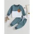thumbnail image 2 of Faithtur Baby 2Pcs Fall Outfits Long Sleeve Contrast Color Pullover Tops and Pants Set Toddler Clothes, 2 of 9