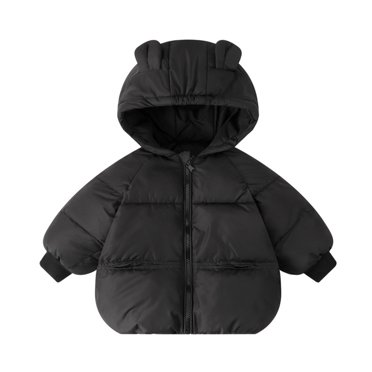 uublik Manteaux d'Hiver Légers pour Garçons avec Poches, Doudoune Chaude Noire, Taille 3-8 Ans