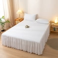 thumbnail image 4 of Cotton Bed Sheets Pure Color Bed Skirt Simple Washing Cotton Edge Bedspread Skirt Bed Cap Bedspread Dust-Proof Anti-Skid Protective Cover Fitted Bed Sheets, 4 of 6