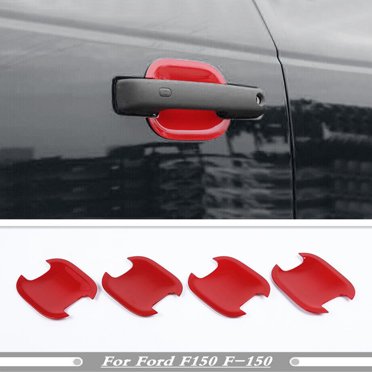 Fits 2021 - 2023 for Ford F150 F-150 ABS Red Side Door Handle Bowl Cover Trim 4 pcs -
