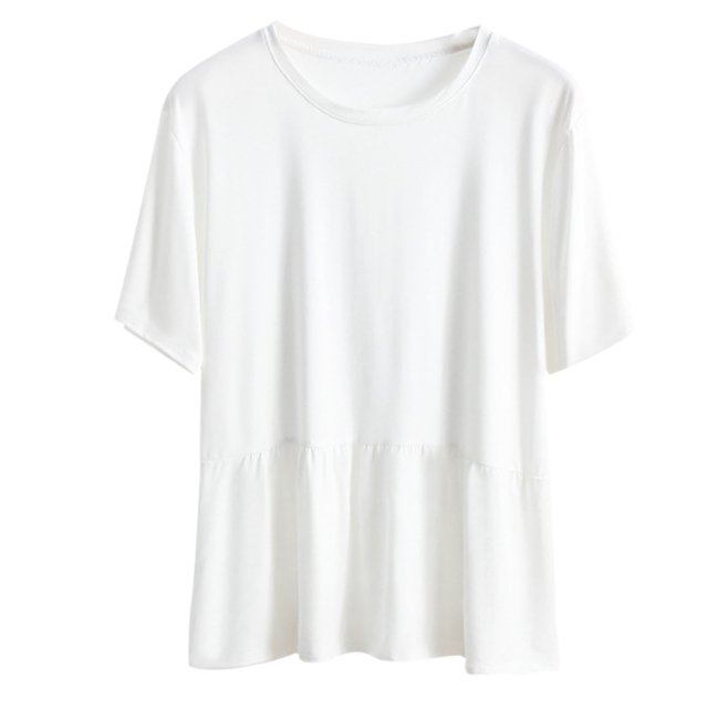Birdeem Womens Round Neck Solid Color Short Sleeved Loose T-Shirt Short Sleeved Round Neck Top/Shirt