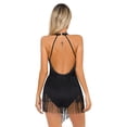 thumbnail image 4 of iixpin Justaucorps-Robe de Danse Latine pour Femmes, Décolleté en V Profond, Dos Nu, à Franges, Salsa Cha-Cha, Costume de Danse, Robe de Cocktail, Noir, M, 4 of 6