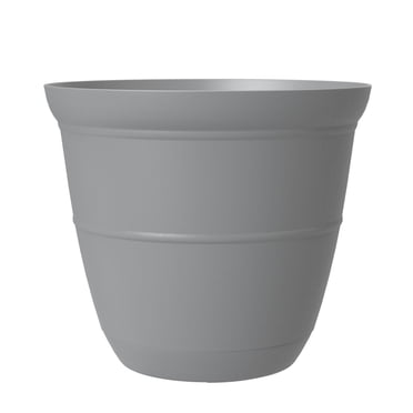 Pot de fleurs Mainstays Basic Bell 8 pouces, gris, design classique avec soucoupe intégrée, résistant aux intempéries, fini mat durable